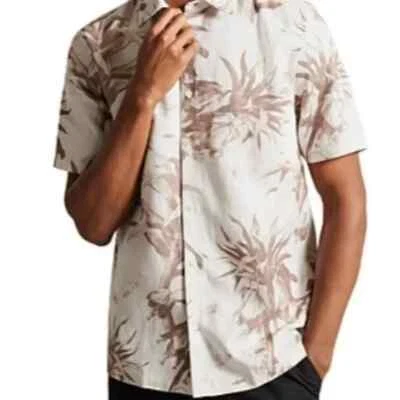 Ted Baker Belmar Short Sleeve Linen Blend Floral Shirt, Men's Size S, NWT