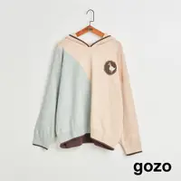 在飛比找蝦皮商城優惠-【gozo】➤老天鵝拼色連帽毛衣(卡其/深綠_F) | 女裝