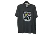 AFL Footy Classics 90s Retro Collingwood Magpies Grey Graphic Tee Men Sz L NEW