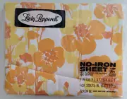 Vintage NIP Lady Pepperell Muslin Twin Flat Sheet Yellow Orange Flower Pattern