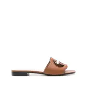 [Gucci] Gucci Interlocking G Leather Sandals 37.5 IT BROWN