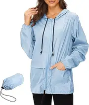 [ZANDO] Women's Rain Jacket Outdoor Raincoat Short Coat Lightweight Jacket Windbreaker with Hood Outdoor Jacket Windproof Wind Jacket