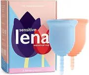 Lena Sensitive Menstrual Cups | 2-Pack | Small & Large, Blue and Coral | Tampon and Pad Alternative for Beginners | Light to Heavy Menstruation Flow | Feminine Care