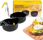 2 Pack Stainless Steel Egg Poacher, Non-Stick Egg Poacher Pan, Hang Egg Boile for Poached Eggs (2 Pcs Black)