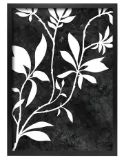 [Profile Australia] Australian Made Silhouette Branch Leaves Night Art Print A2 in Black Frame No Border