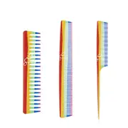 Beakey 3 Pcs Rainbow Hair Combs Anti-Static Wide Fine Tooth for Women Men