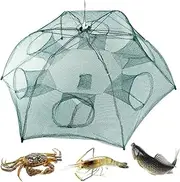 Minnow Trap, Fish Trap Nylon Mesh Robust Folded Umbrella-Style Minnow 37x16 Inch Portable for Fish Shrimp Crawfish Crab