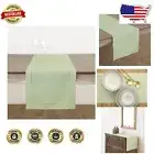 Classic Hemstitch Sage Green Table Runner 132 Inches - Elegant Dining Essential