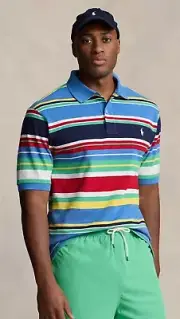 NWT Polo Ralph Lauren Big & Tall Multicolor STRIPED Mesh Knit Collared Shirt