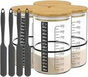 BRIRILINE Pro Sourdough Bread Starter Kit - 34 oz sourdough jar with 5 unique features for the perfect sour dough bread & sourdough starter kit - baking supplies (34oz-4pack)
