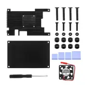 Orange Pi 5 Aluminum Alloy Case with Cooling Fan Active Passive Cooling Radiator with Heatsink Heat Dissipation Metal En