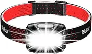 Blukar Headlamp Head Torch Rechargeable, Super Bright Lightweight Waterproof LED Headlight with Red Warning Lights, 8 Light Modes, Motion Sensor Control, 30 Hrs Runtime for Running, Hiking etc.