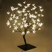 LED Cherry Blossom Bonsai Stylt Tree Lamp 45cm With 72 LED Warm White Fairy Lights, Stable Square Metal Base, Christmas xmas Tree Lights