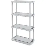 Gracious Living Knect-A-Shelf Fixed Height 4- Shelf Storage System Unit Light