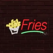 NEW "FRIES" w/LOGO 30x12x1 INCH LED FLEX WINDOW/WALL INDOOR SIGN 30799