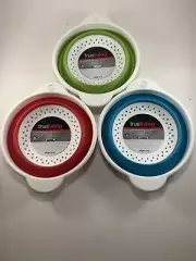 3 Pieces True living Collapsible Colanders - Green/Teal/Red