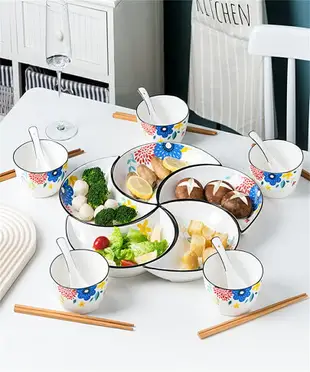 創意網紅陶瓷盤子家用月亮拼盤餐具組合家庭聚餐過年團圓桌年夜飯