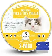 Flea and Tick Collar for Cats,2 Pack,Natural Flea and Tick Prevention for Cats,8 Months Protection,One Size Fits All Cats,Adjustable & Waterproof,Include Flea Comb