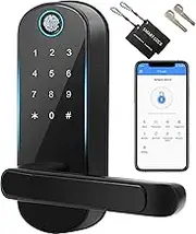 Yildue Smart Door Lock,Keyless Entry Door Lock with Biometric,Rechargeable Smart Board,Reversible Handle,Suitable for Home/Office/Bedroom/Apartment(Black)