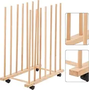 Somime Large Art Storage Rack with Four Caster Wheels - Wooden Canvas Storage Stand Can Well Hold Up to 60/ Drawing Boards, Prints, Panels, Paintings, and Artworks Display Natural CH0423