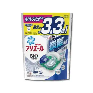 日本PG Ariel BIO全球首款4D炭酸機能活性去污強洗淨3.3倍洗衣凝膠球補充包39顆/袋