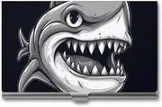 [VFMKT] Slim Metal Business Card Holder Portable Business Card Case Pocket Name Card Holder Cartoon Shark with Wide Mouth Wallet for Men Women Office Travel