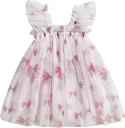 [BYUSBAYA] Toddler Girls Valentines Tutu Dress Sleeveless Heart Print Layered Ruffles Tulle Cake Dress Wedding Ball Gown Dress