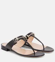 [Gucci] Gucci Lady Horsebit leather thong sandals AU 9.5 beige