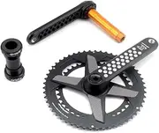 Bike Crankset, Road Bike Crankset GXP Hollow Integrated 50-34T 52-36T 53-39T Round Chainring Crankset 170mm Aluminum Alloy Crank Arm Set Fit for 8-12 Speed with Bottom Bracket