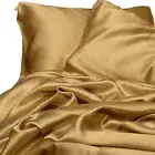 New Ivory & Deene Satin Sheet Set Queen Size Gold Silk Feel Bedding Bed Linen