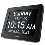 , 2022 Version, Digital Day Clock 2.0 with Custom Alarms and 8 Inches Black