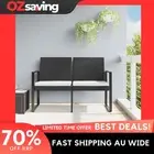 Garden Bench 2-Seater Cushions Black Cream White Outdoor Furniture 0209