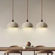 Modern Cement Pendant Light, Industrial Wood Dome Chandelier for Kitchen Island, Retro Rural Bedroom Industrial Hanging Ceiling Lamp Fixture Living Room Hallwa