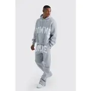 Mens Grey Marl Oversized Boxy Split Hem Homme Tracksuit