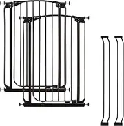 Dreambaby Auto-Close Chelsea Extra-Tall Baby Gate Set - Indoor Safety Gates - with 2 x 9cm Extensions - Fits Opening 71-98cm Wide & 100cm Tall - Black