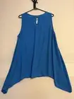New York & Co Womens M Asymmetrical Chiffon Tank Top Sleeveless Blue Pink