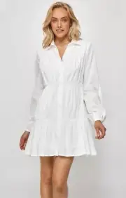 Pink Diamond white dress BNWT Sze XL Long Sleeve ruffle collared cocktail casual