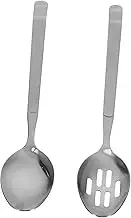 AUTSUPPL Stainless Steel Serving Spoons Set Large Slotted Utensils for Buffet 2pcs Chinese Spoons Ergonomic Handle Kitchen Supplies