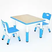 Height Adjustable Table and Chairs for Children and Toddlers,31.5"X23.6"Graffiti Desktop,Suitable for Daycare,Classrooms, Home,with Storage Box