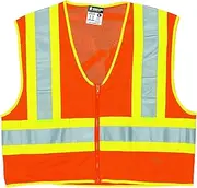 MCR Safety WCCL2OFRL Class 2 Polyester Mesh Flame Resistant Safety Vest with 3M Scotchlite Yellow/Silver Reflective Stripe, Fluorescent Orange, Large