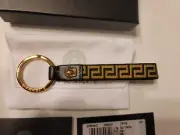 Versace Keychain Medusa Greca Black Gold Keyring Leather DPM8442-DNAS3V-2B15V