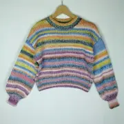 Ghanda Teen Girls Jumper One Size NEW Knit Oslo Miami Stripe Blue Orange Rainbow