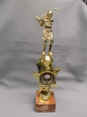 female golf trophy award tall ball insert riser unique marble block base