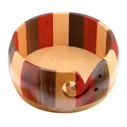 Wooden Yarn Bowl Holder Round Knitting Wool Storage Basket with Holes Handmade