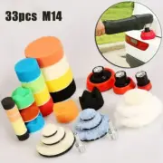 33pcs Waffle Waxing Buffing Polishing Sponge Pad Kit Cleaning Car Drill Adapter