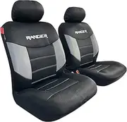 Car Seat Covers for Ford Ranger PX2 PX3 Front Set Metallic Carbon Black Mesh Heavy Duty 2006-2021 Airbag Compatible