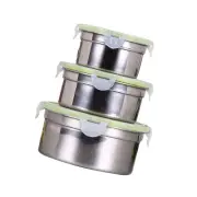 3 Pcs Nesting Bowl Metal Bowl Set Sealing Bowl Food Preservation Box