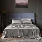 Royal Comfort Satin Sheet Set 4 Piece Queen Charcoal