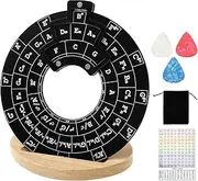 Circle of Fifths Wheel Metal Melody Tool with Guitar Chord Chart, Wooden Stand,Easy to Learn Round Circular Chord Tool Set for Musicians Lover,Black