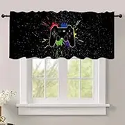 DOTOOMA 54x18 Inches Game Player Black Window Treatment Valance Splash-Ink Kitchen Blackout Drapes Bathroom Bedroom Living Room Polyester Fabric Curtains Decorations Supplies